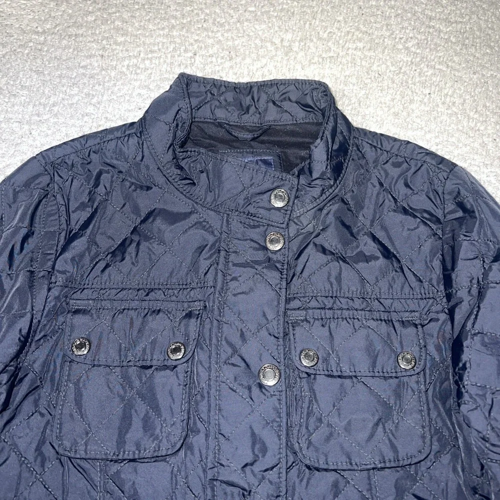 Gap Kids Jacket Youth Sz M (8) Blue Diamond Quilted Insulated Utility Coat Chore
